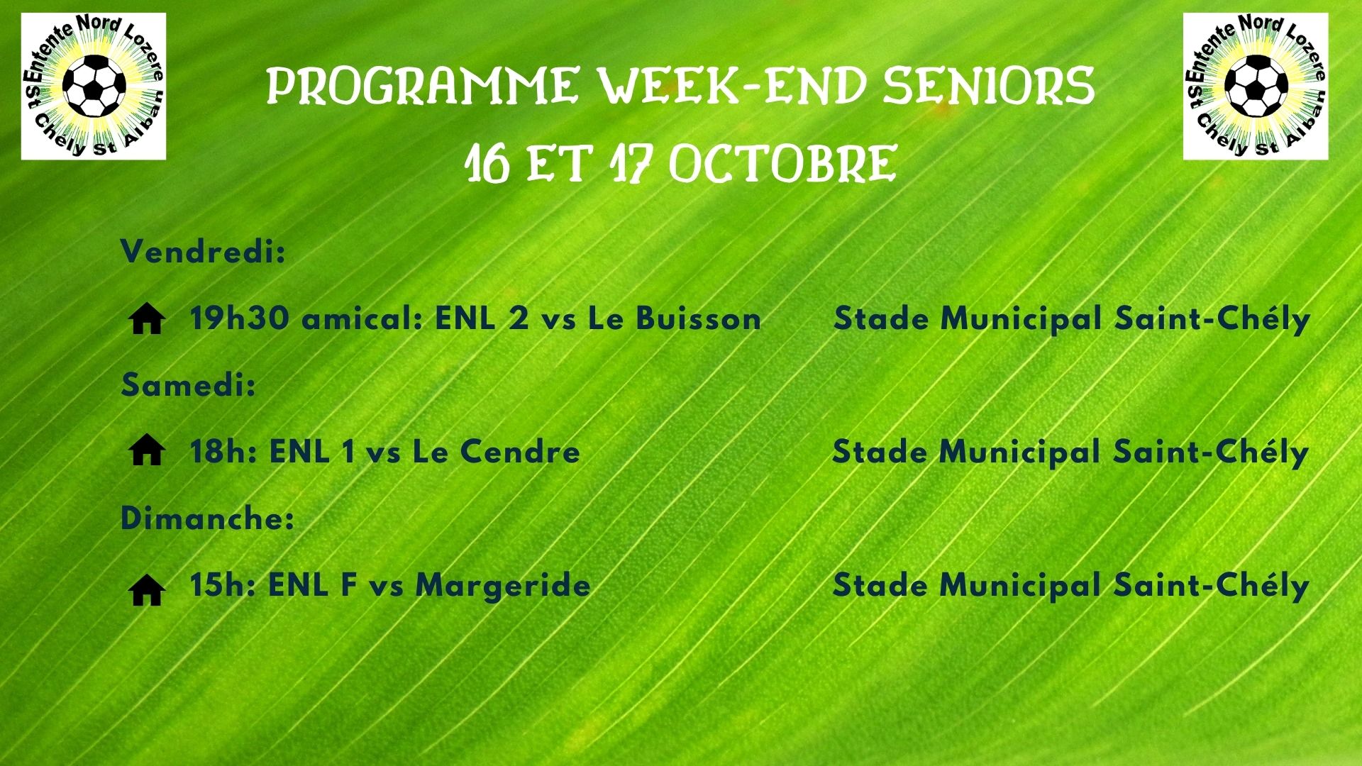 programme wk 16 et 17 octobre